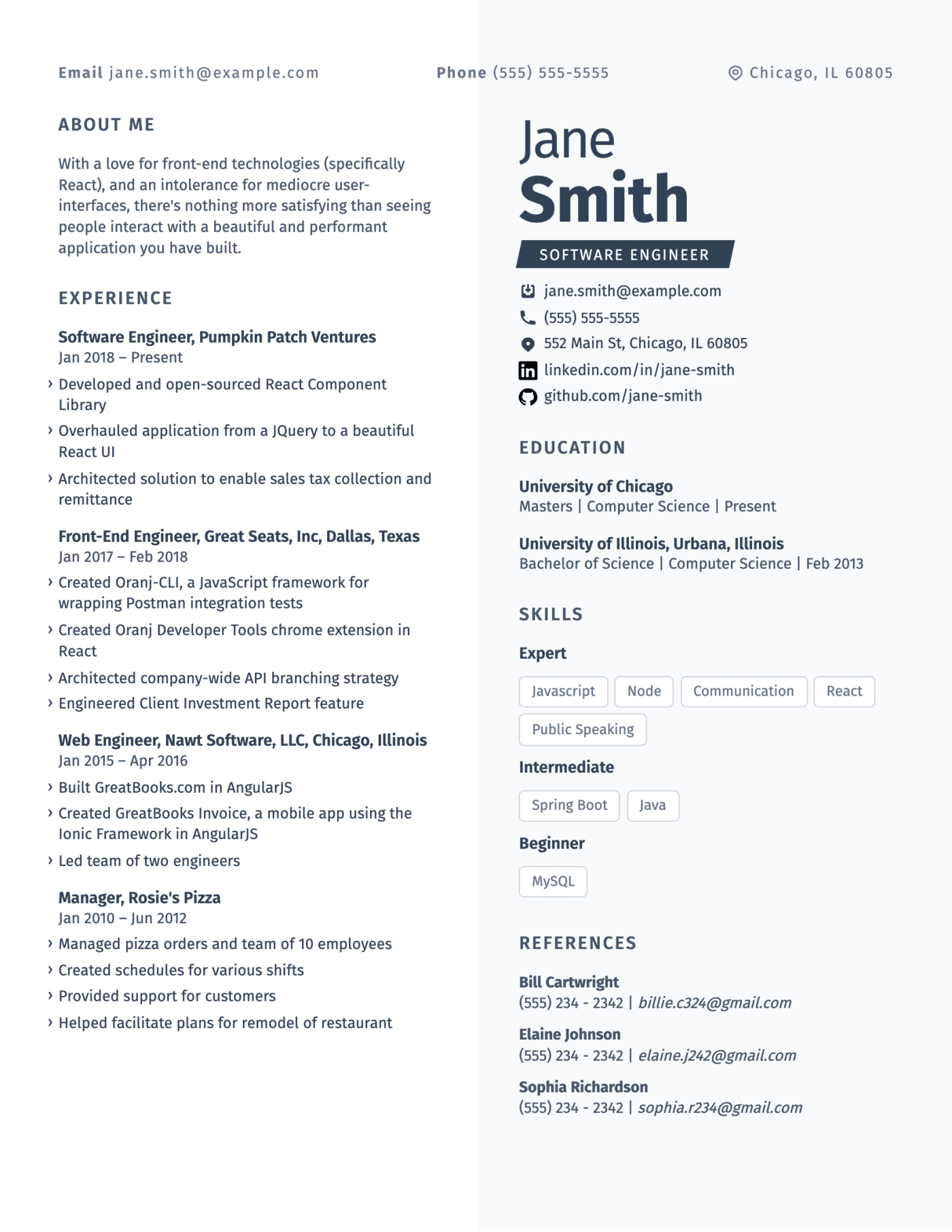 Example Resume Template
